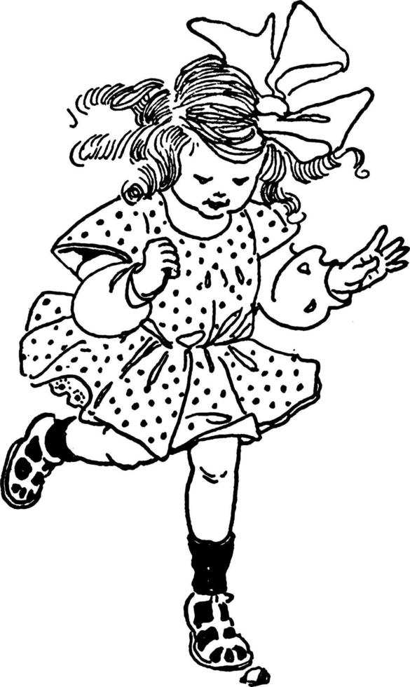 Girl Hopping, vintage illustration vector