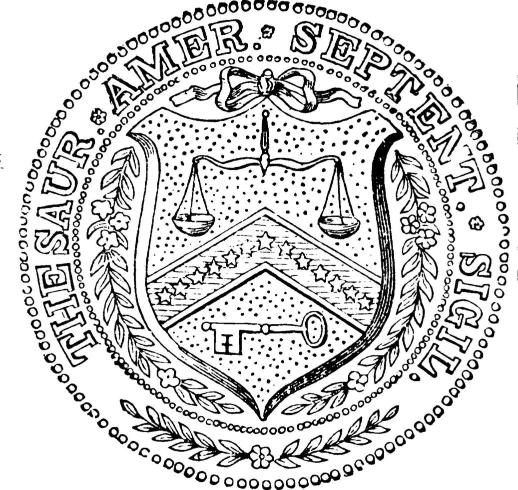 Treasury Department seal, vintage illustration. vector