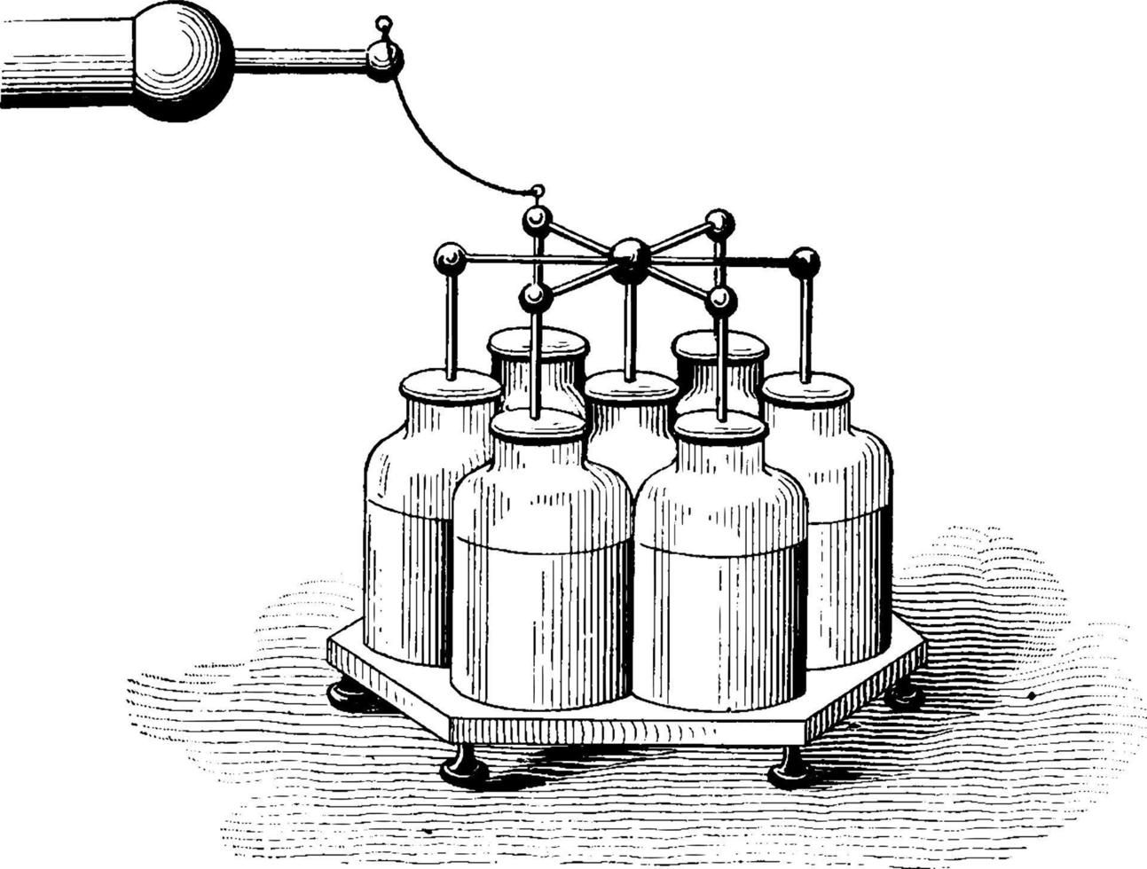 Leyden Battery, vintage illustration. vector