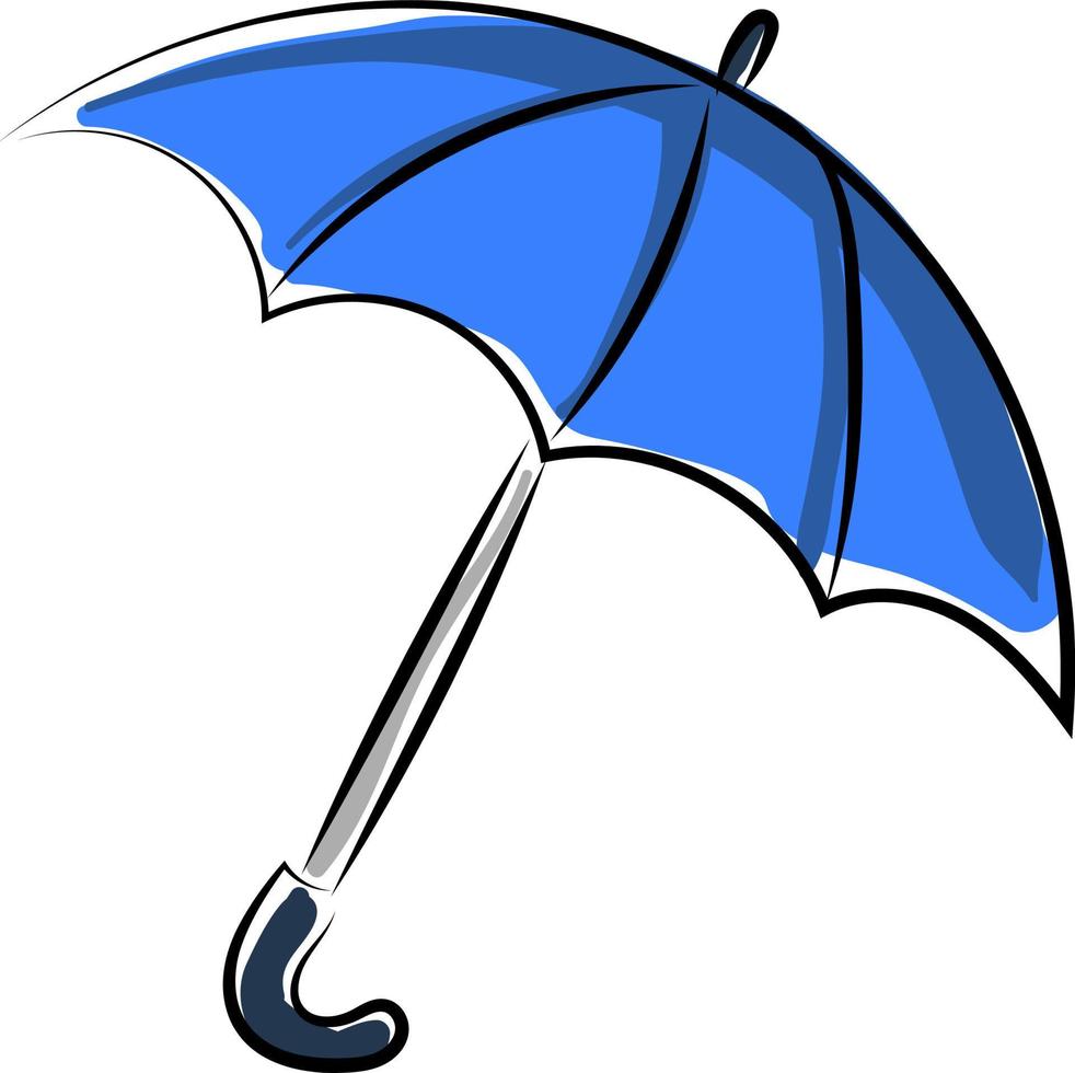 Paraguas azul, ilustración, vector sobre fondo blanco.