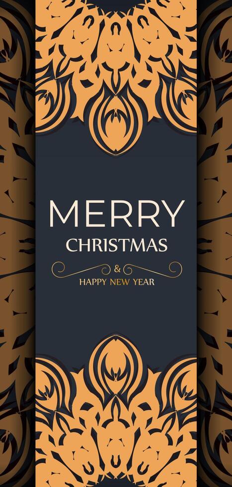 Merry Christmas Print ready gray card design with orange winter patterns. Vector template poster Happy new year and abstract ornament.