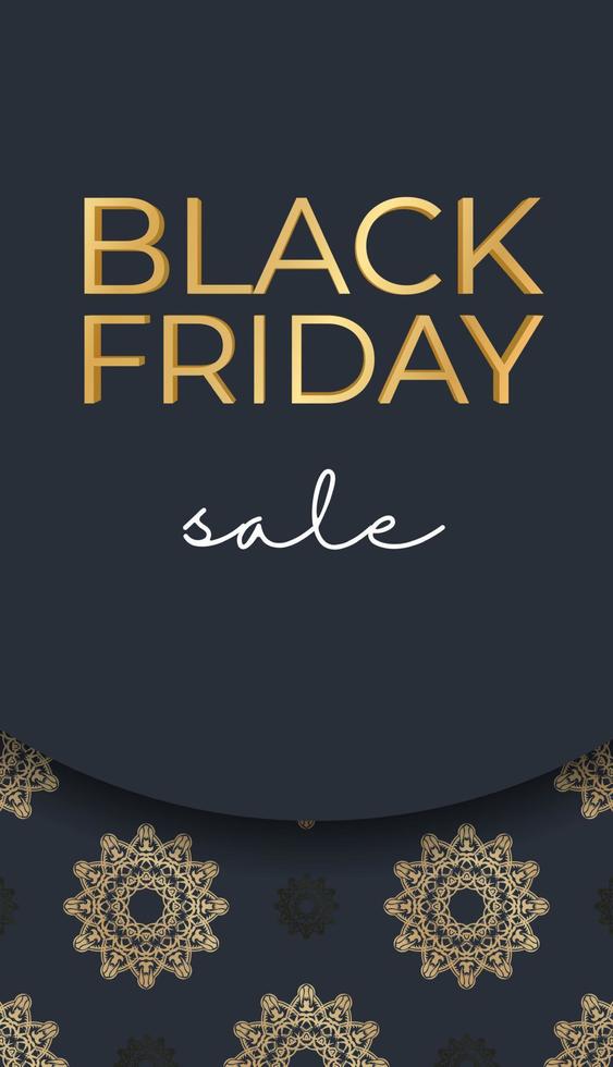 Poster for Black Friday Sale Dark Blue With Luxurious Gold Ornament vector