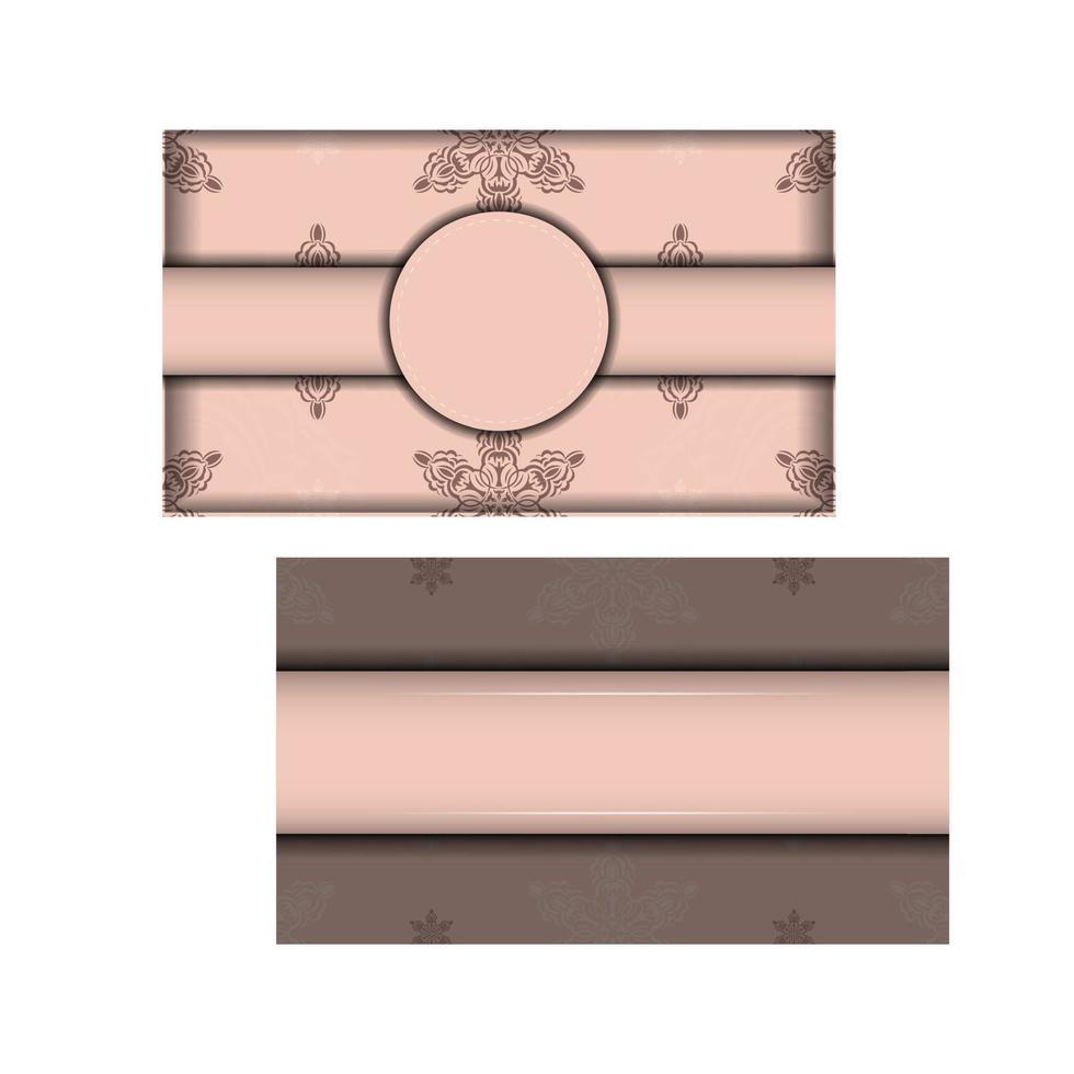 tarjeta rosa con adorno de mandala para su marca. vector
