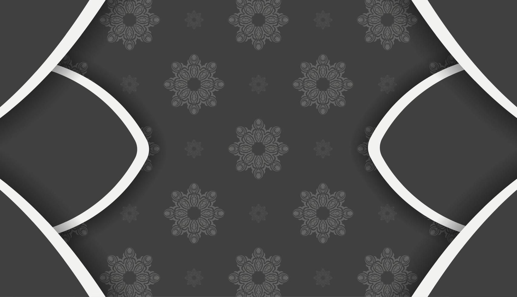 Black banner with Indian white ornaments and place for text vector