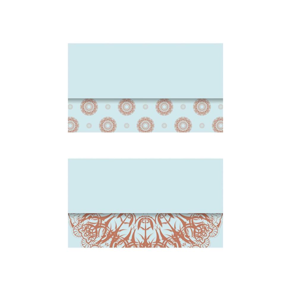 Business card in aquamarine with Greek coral pattern for your brand. vector