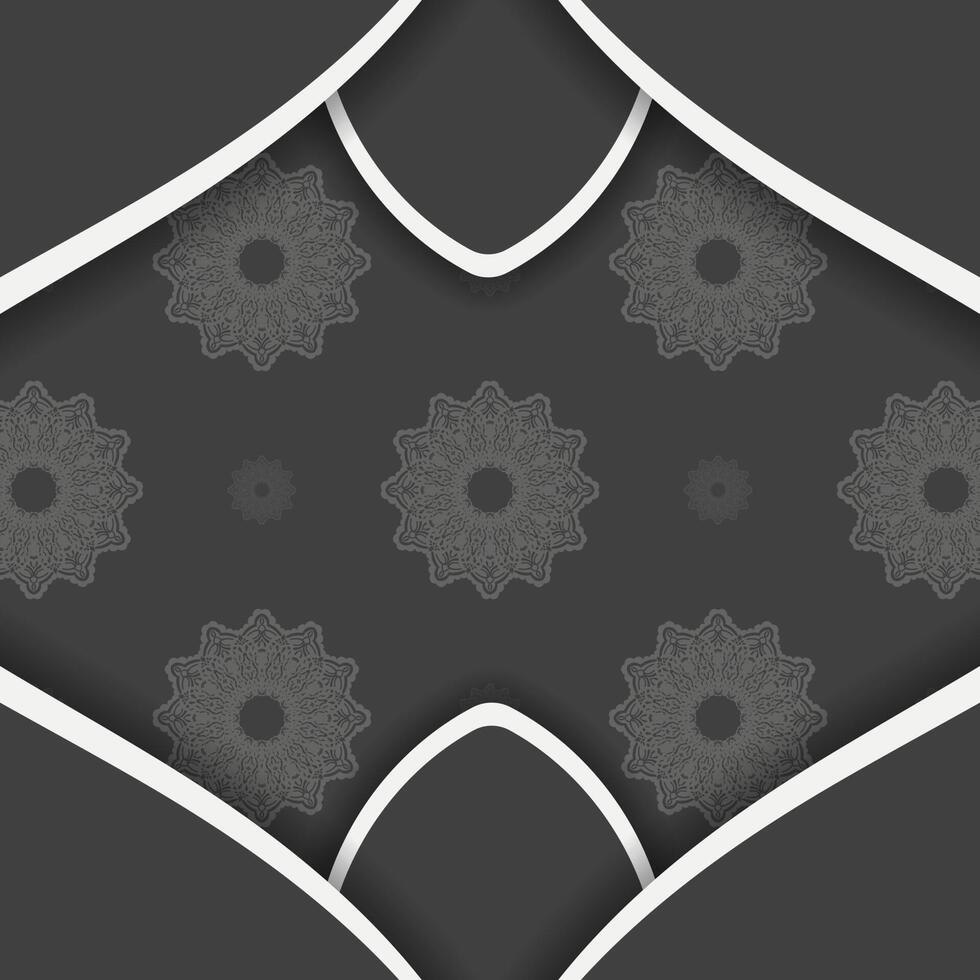 Postcard in black with Greek white ornaments prepared for typography. vector