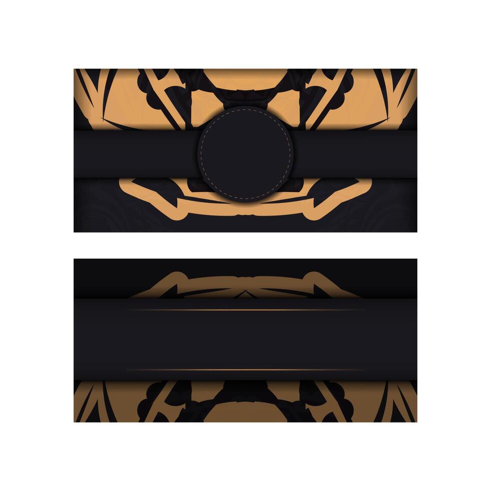 Dark color flyer with orange greek pattern vector