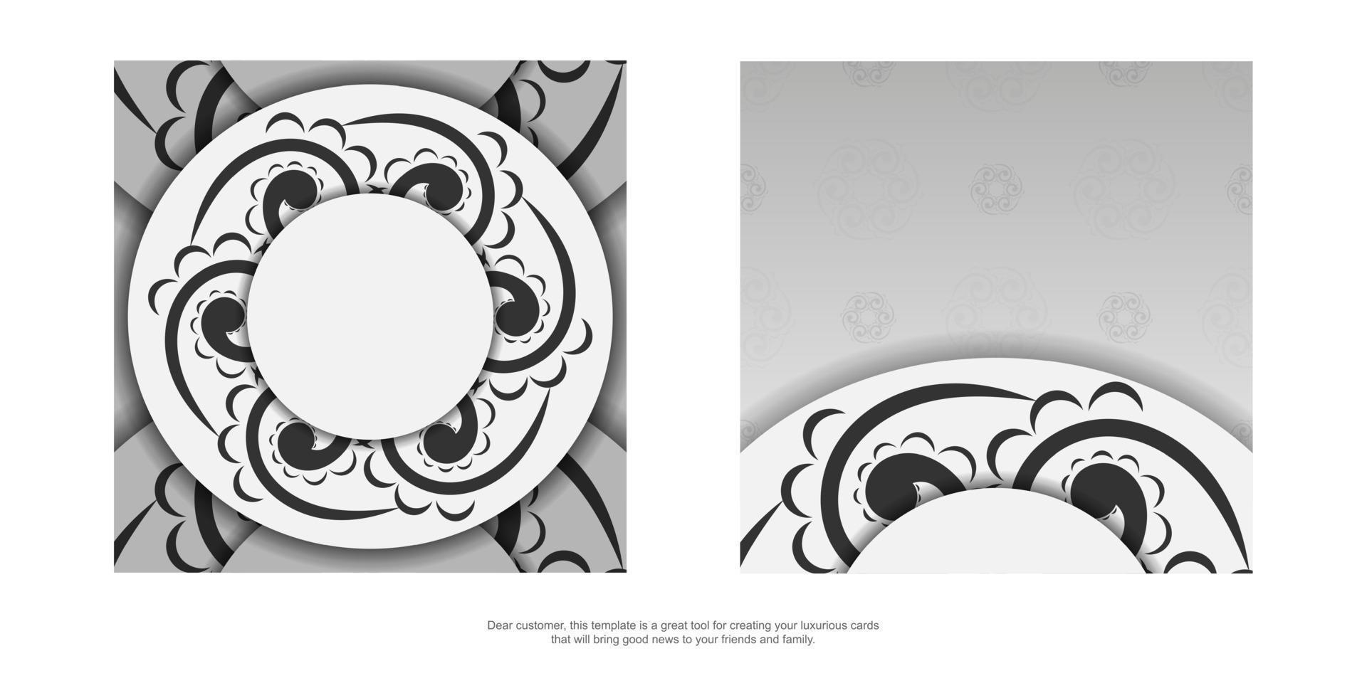 White greeting card with black luxury pattern vector