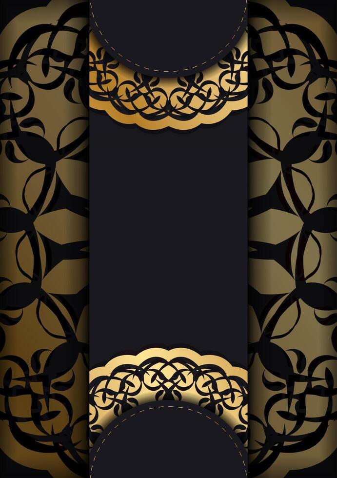 Golden background with ornate pattern on black background vector