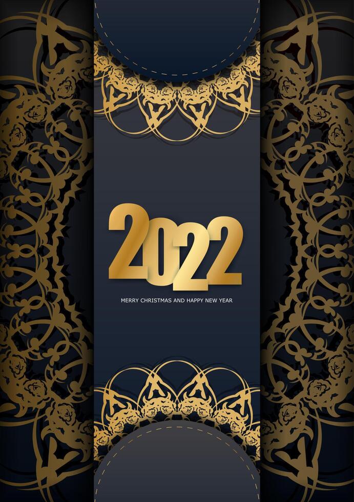 Happy new year 2020 with gold ornament on dark background vector