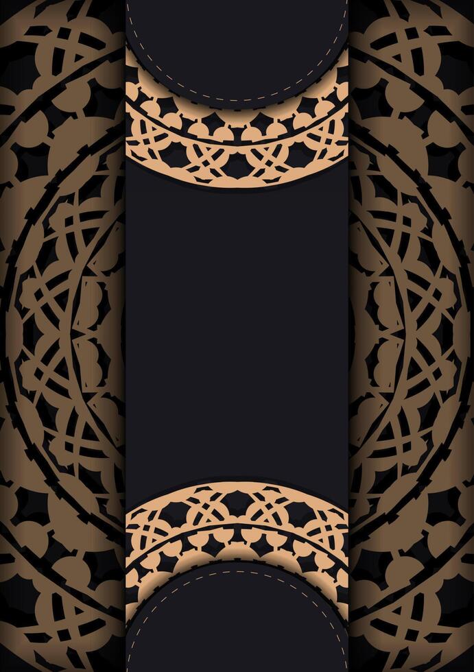 Black postcard with brown abstract ornament vector