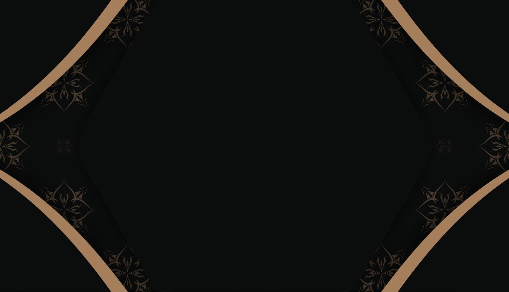 Baner template black with indian brown pattern for design under your logo vector