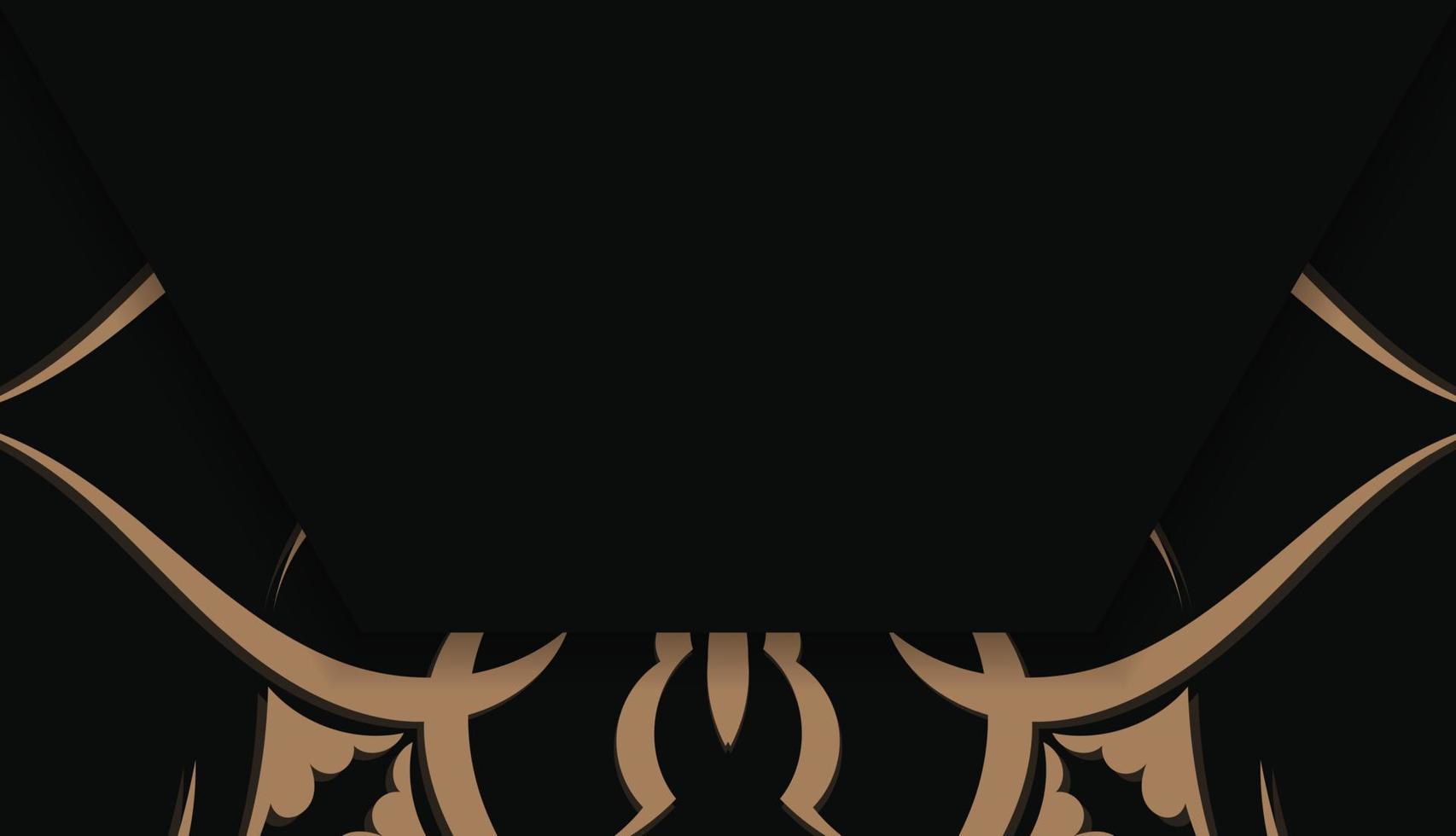 Black banner template with vintage brown ornament for under logo design vector