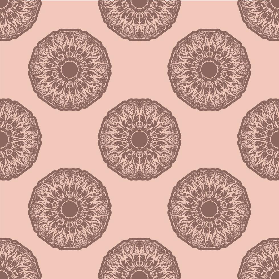 Seamless pink pattern with vintage ornament. vector