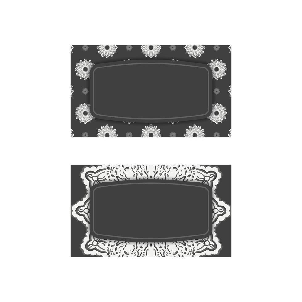 Black business card with vintage white pattern for your contacts. vector