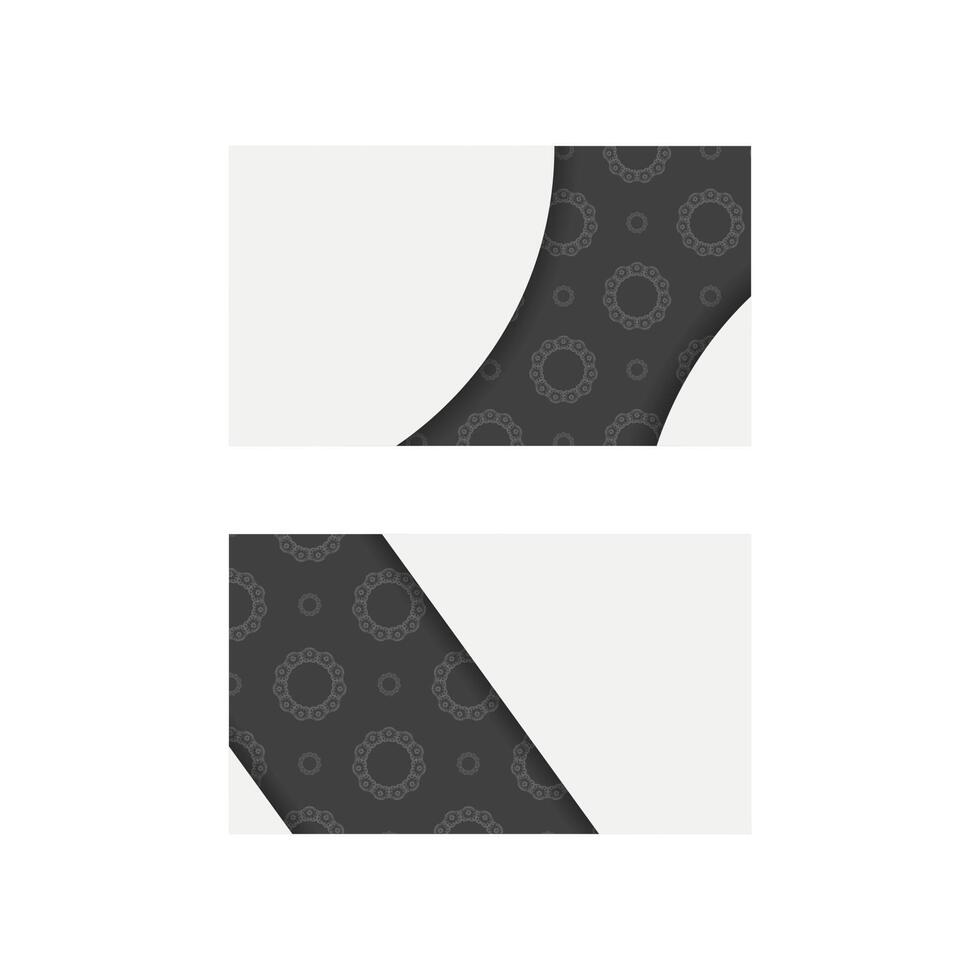 Business card in black with luxurious white ornaments for your business. vector