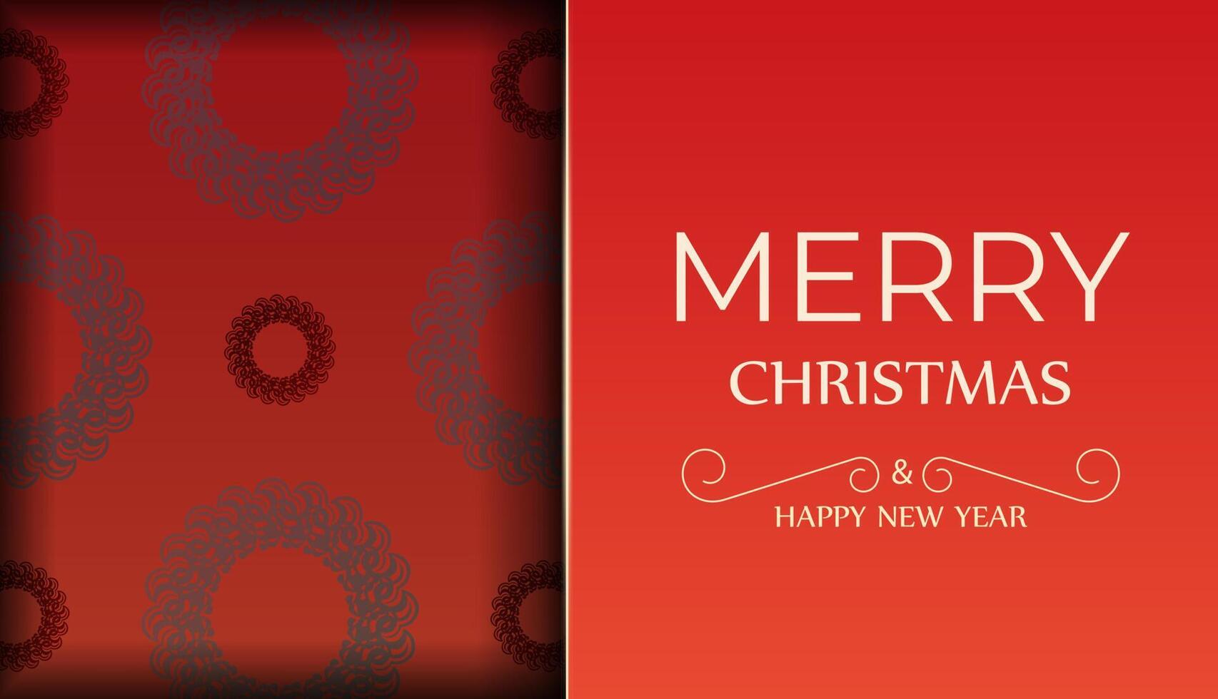 Brochure template Merry christmas red color with abstract burgundy ornament vector