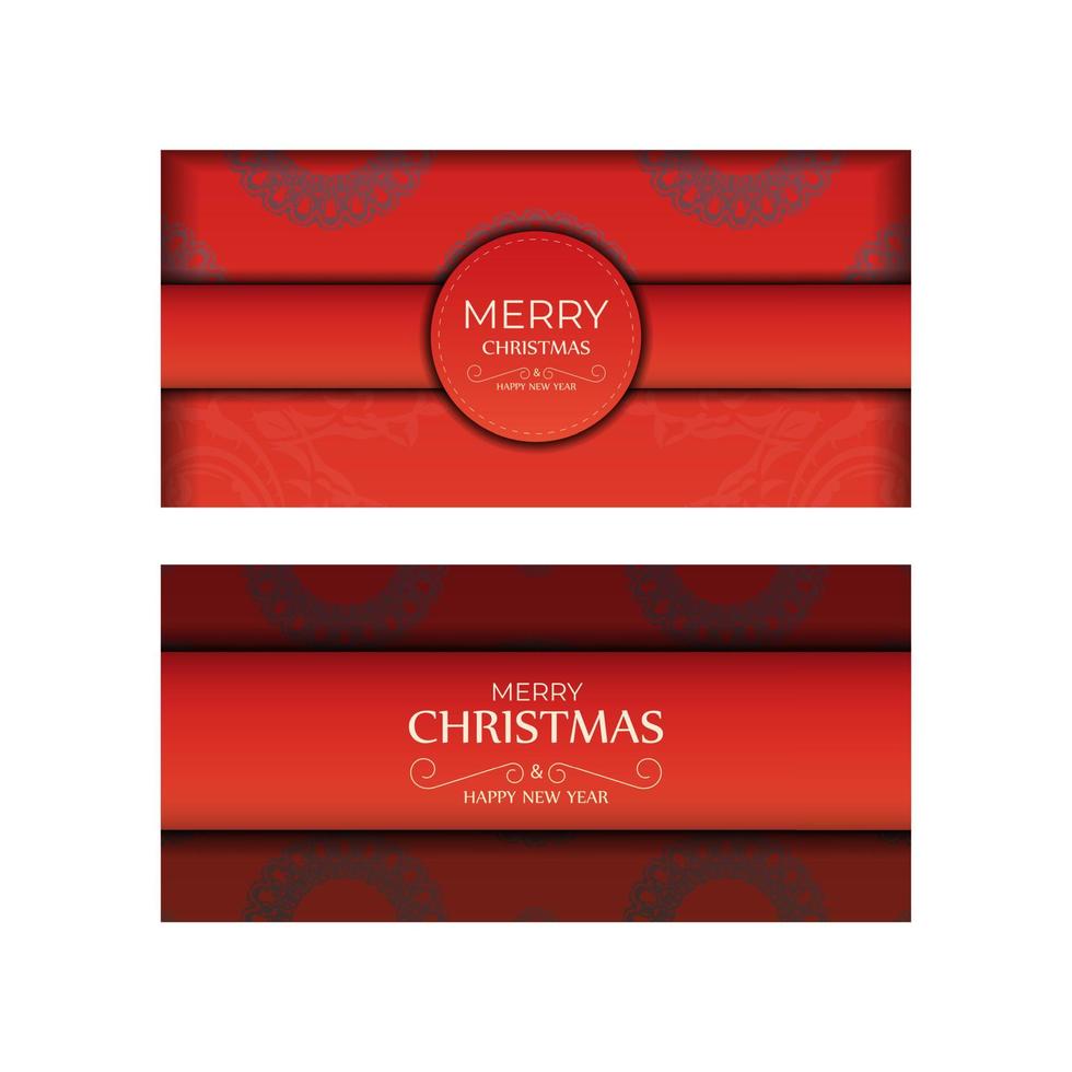 Red Color Merry Christmas Holiday Flyer with Luxurious Burgundy Ornament vector