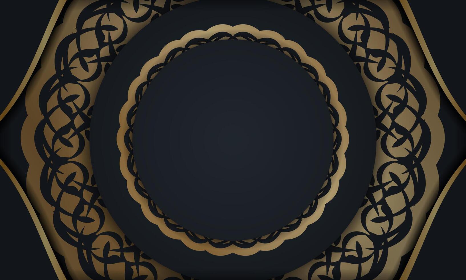 Baner of black color with a mandala with a gold ornament and a place for your text vector