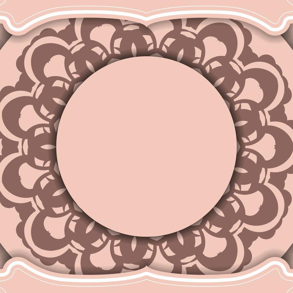 Greeting card in pink with vintage ornaments for your brand. vector