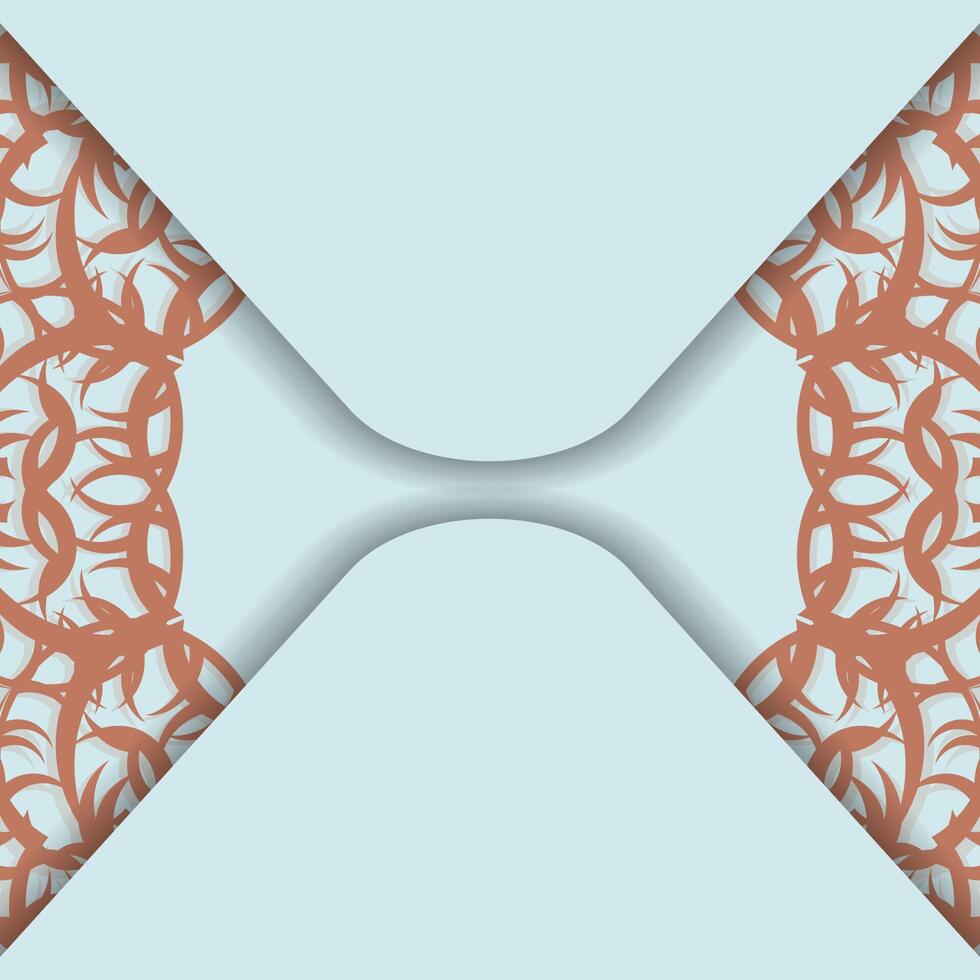 Aquamarine color card with Indian coral ornament for your design. vector