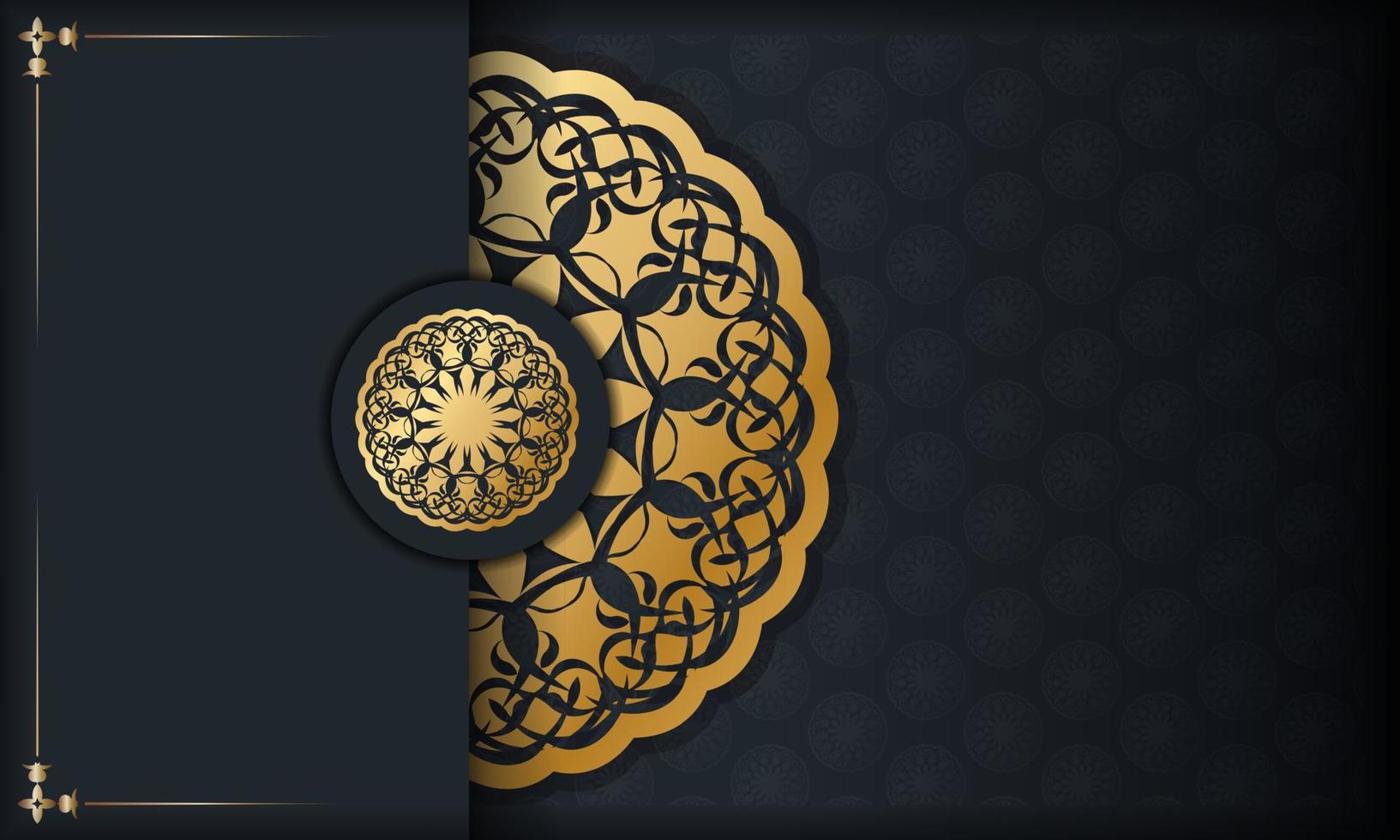 Baner in black with a luxurious gold pattern and a place for your text vector