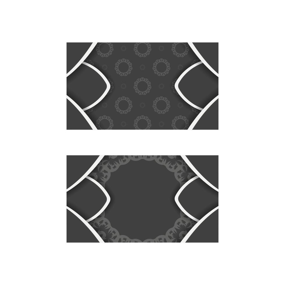 Business card in black with abstract white ornament for your business. vector