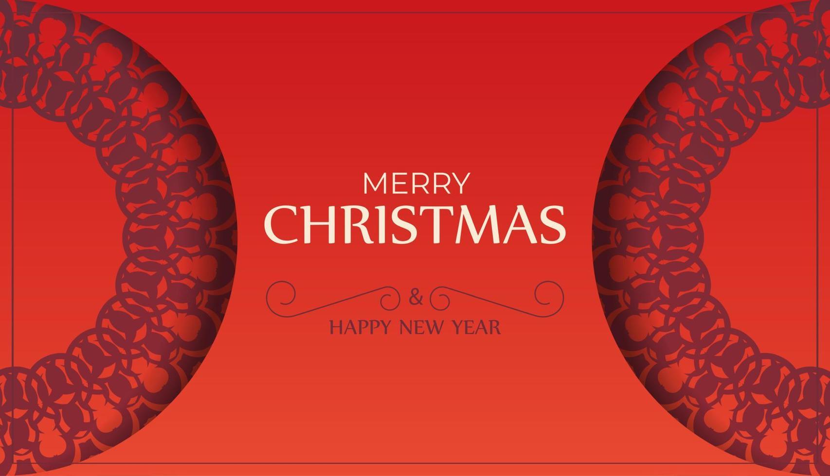 tarjeta navideña feliz navidad color rojo con patrón abstracto burdeos vector