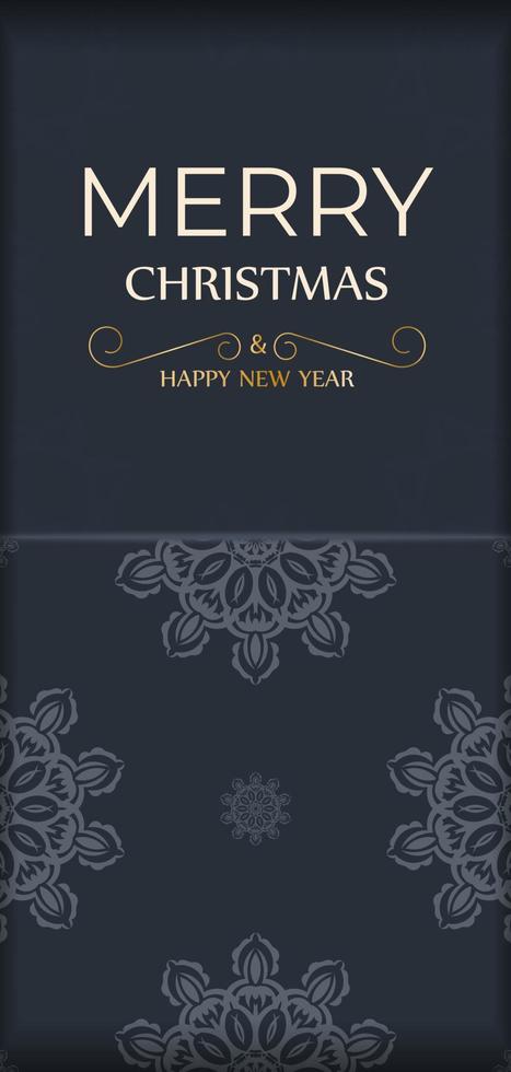 Holiday card Merry christmas in dark blue color with luxury blue pattern vector