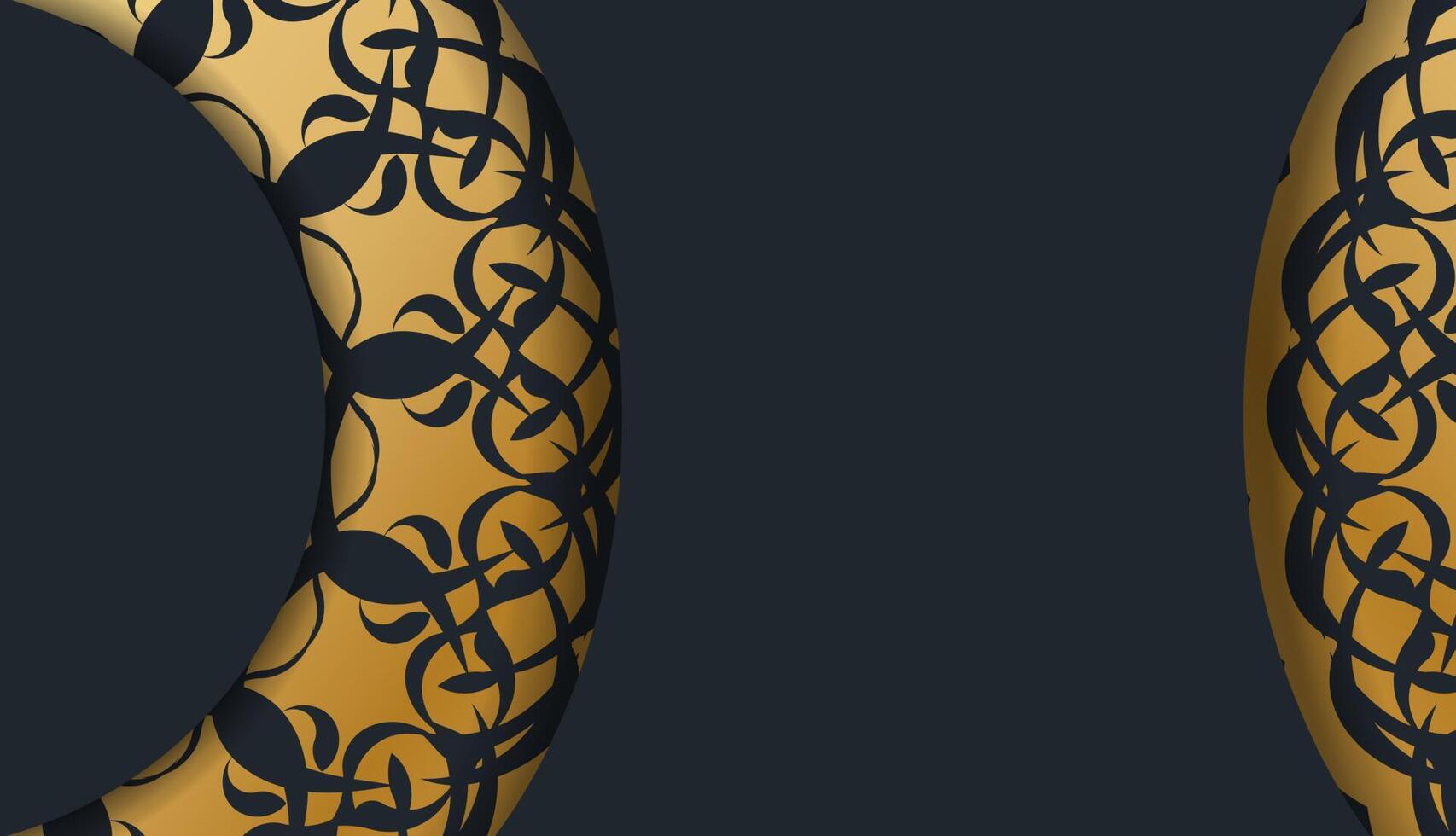 The postcard is in black color with a Greek brown pattern, ready for printing. vector