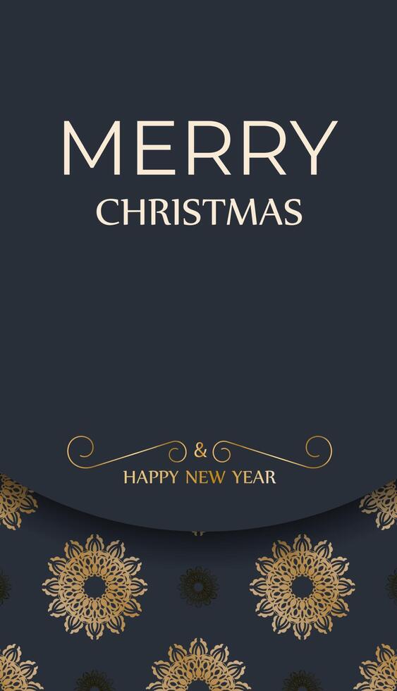 Christmas card with gold and black floral pattern vector