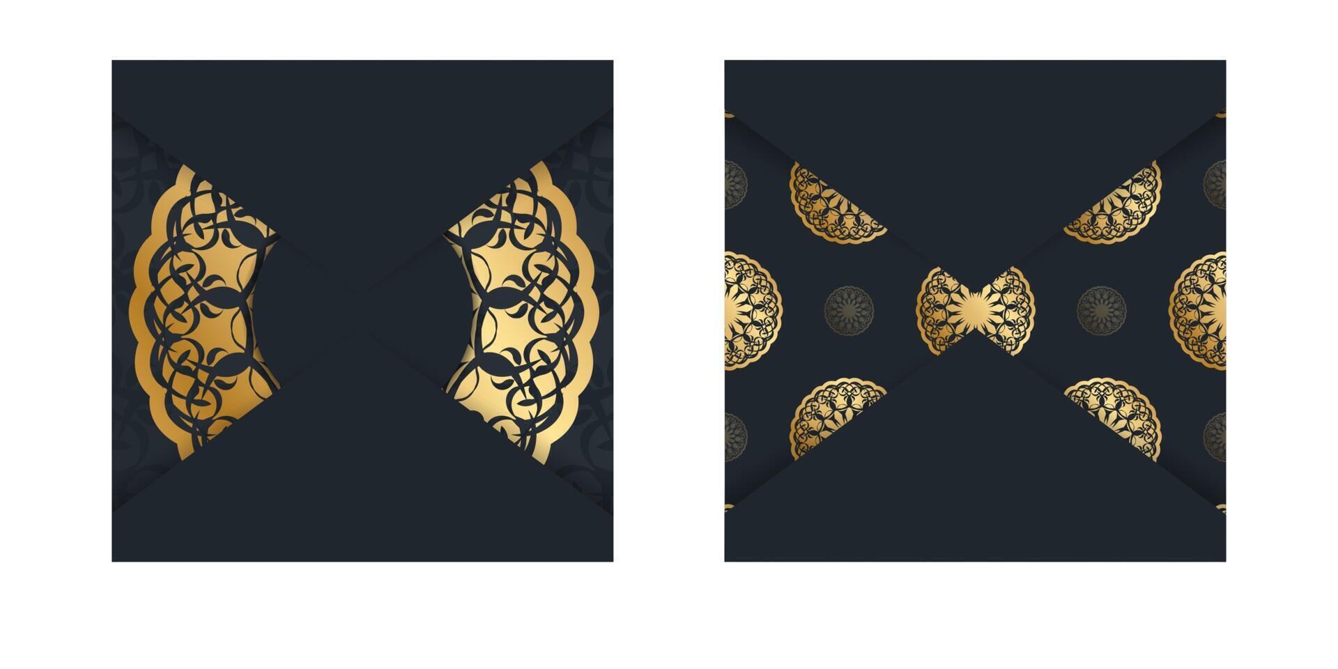 Postcard in black with a greek brown pattern for your brand. vector