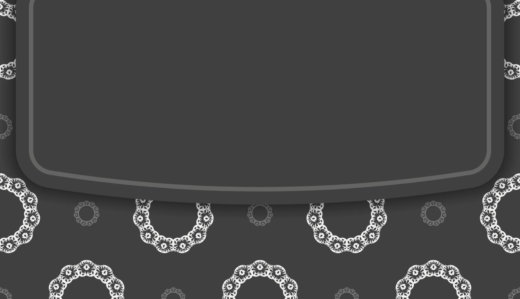 Black banner with luxurious white ornament for logo design vector