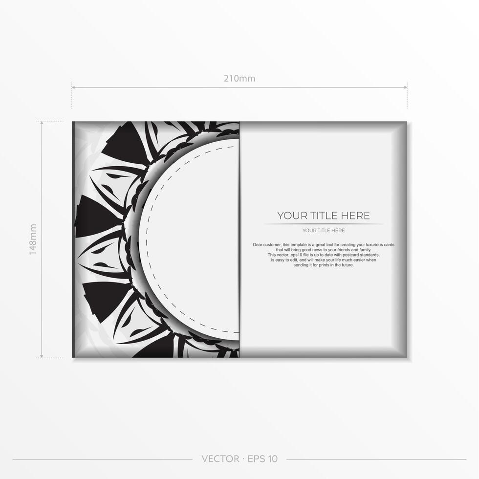A black and white business card with a circular design vector