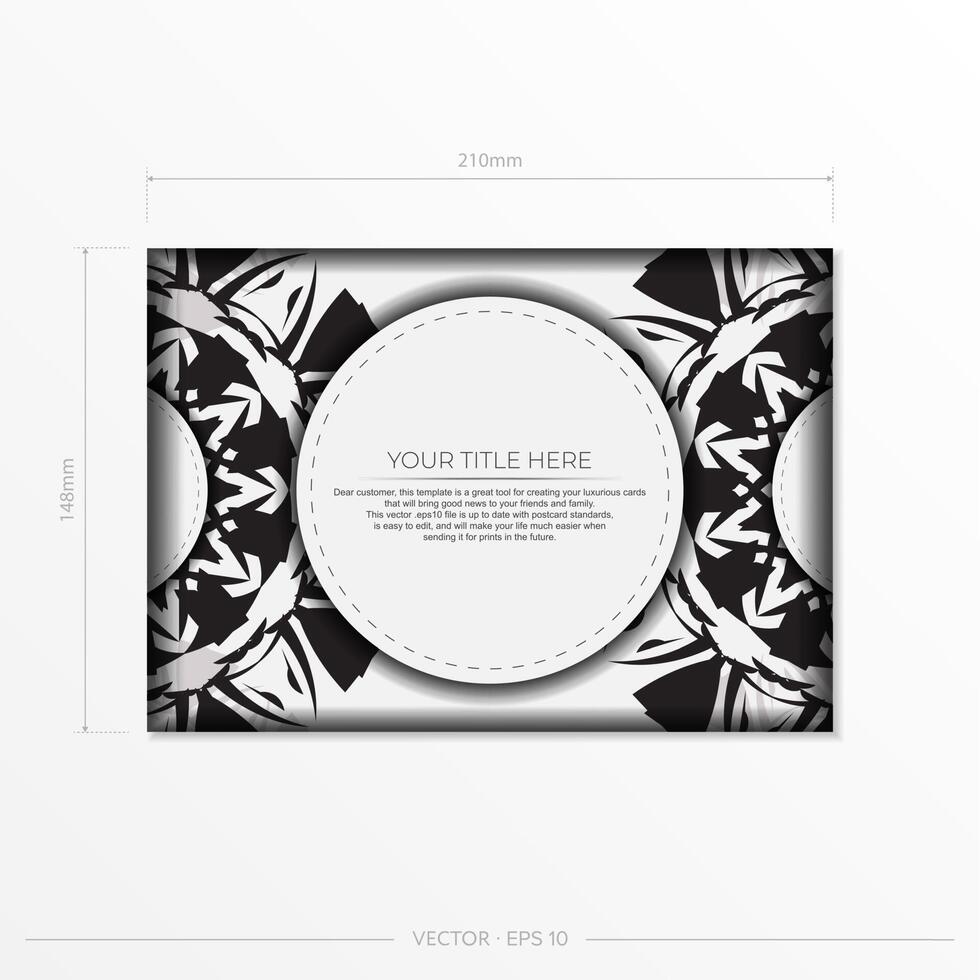 A black and white business card with a circular pattern vector