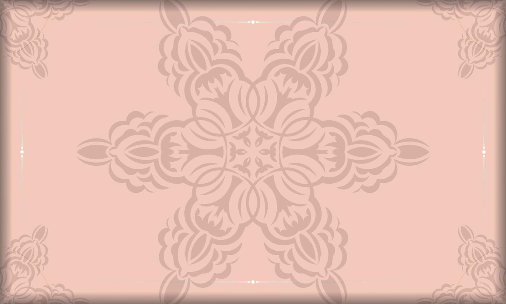 Pink color brochure with vintage pattern for your design. vector