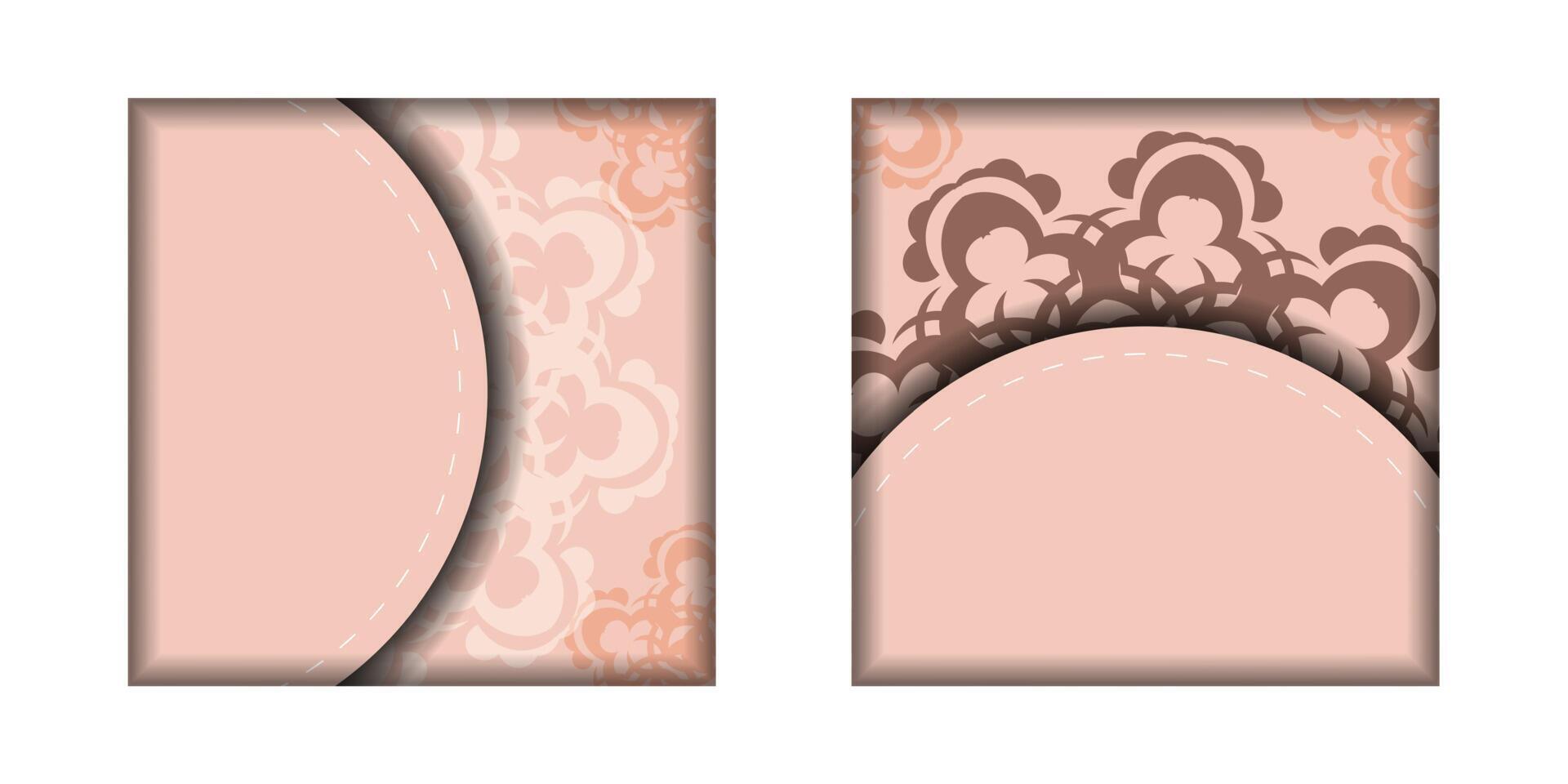 Two pink and brown business cards with floral patterns vector