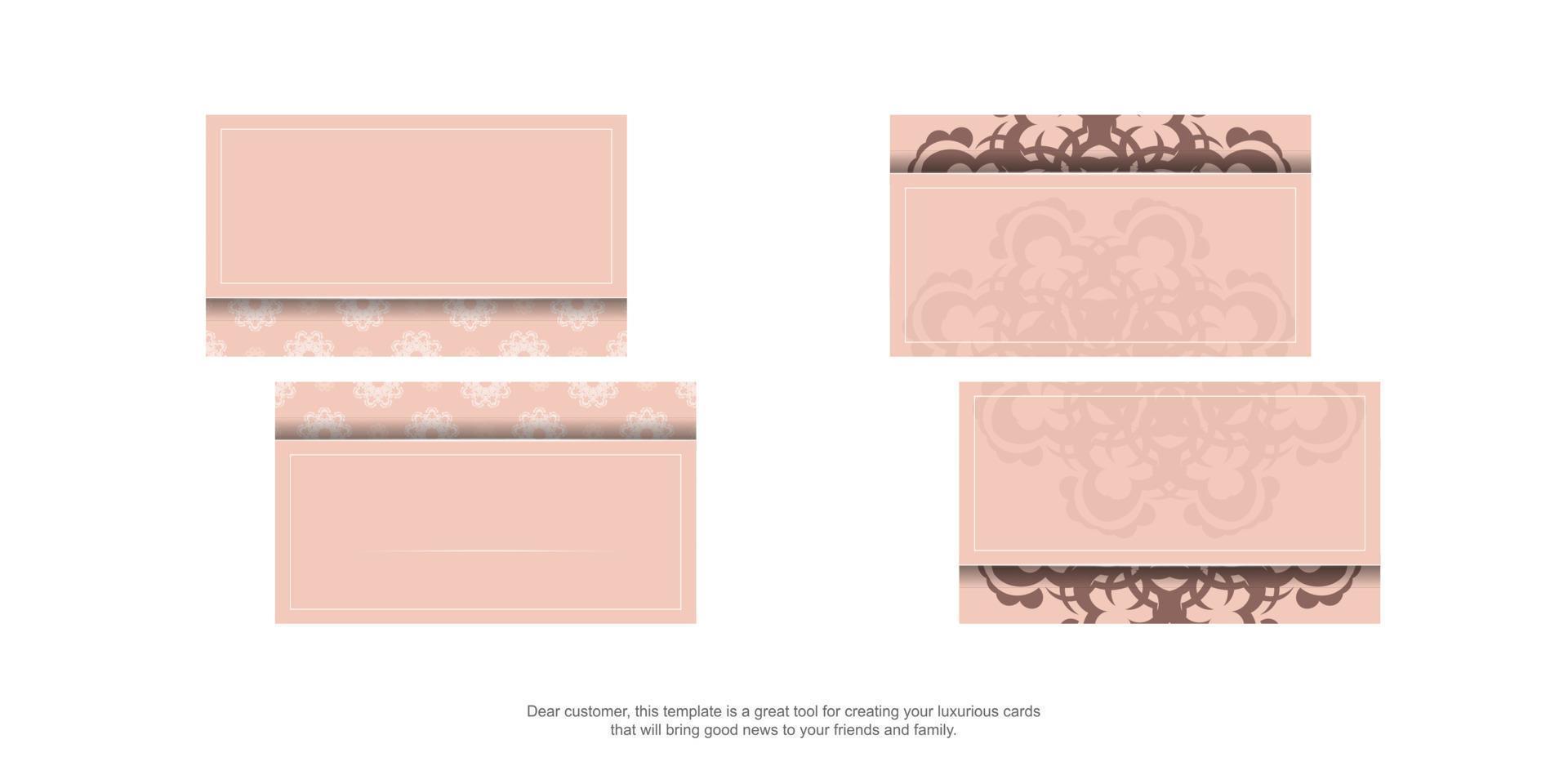tarjeta de felicitación en color rosa con patrón de lujo para su diseño. vector