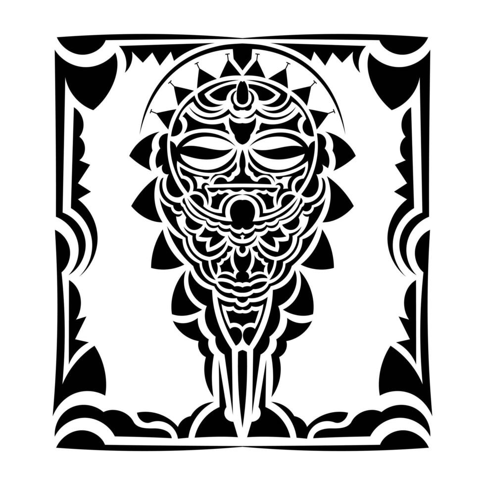 Polynesian tattoo styled masks. Vector illustration.