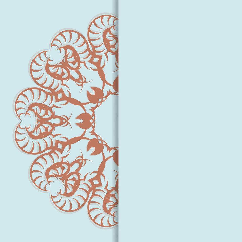 Print-ready aquamarine card with abstract coral pattern. vector