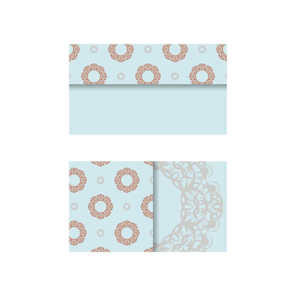 Business card in aquamarine color with vintage coral ornaments for your business. vector