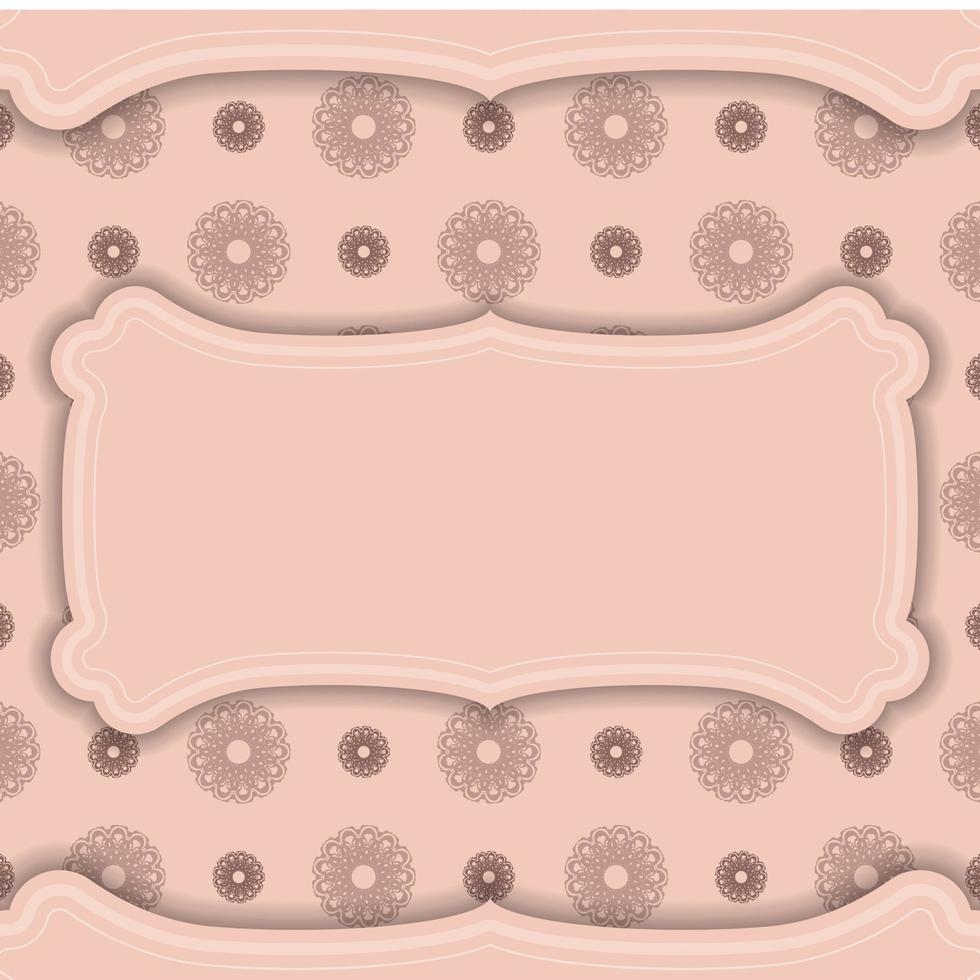 Greeting card in pink with a vintage pattern for your congratulations. vector