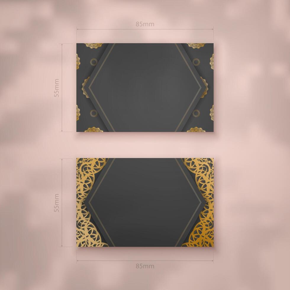 Presentable business card in black with vintage gold ornaments for your business. vector