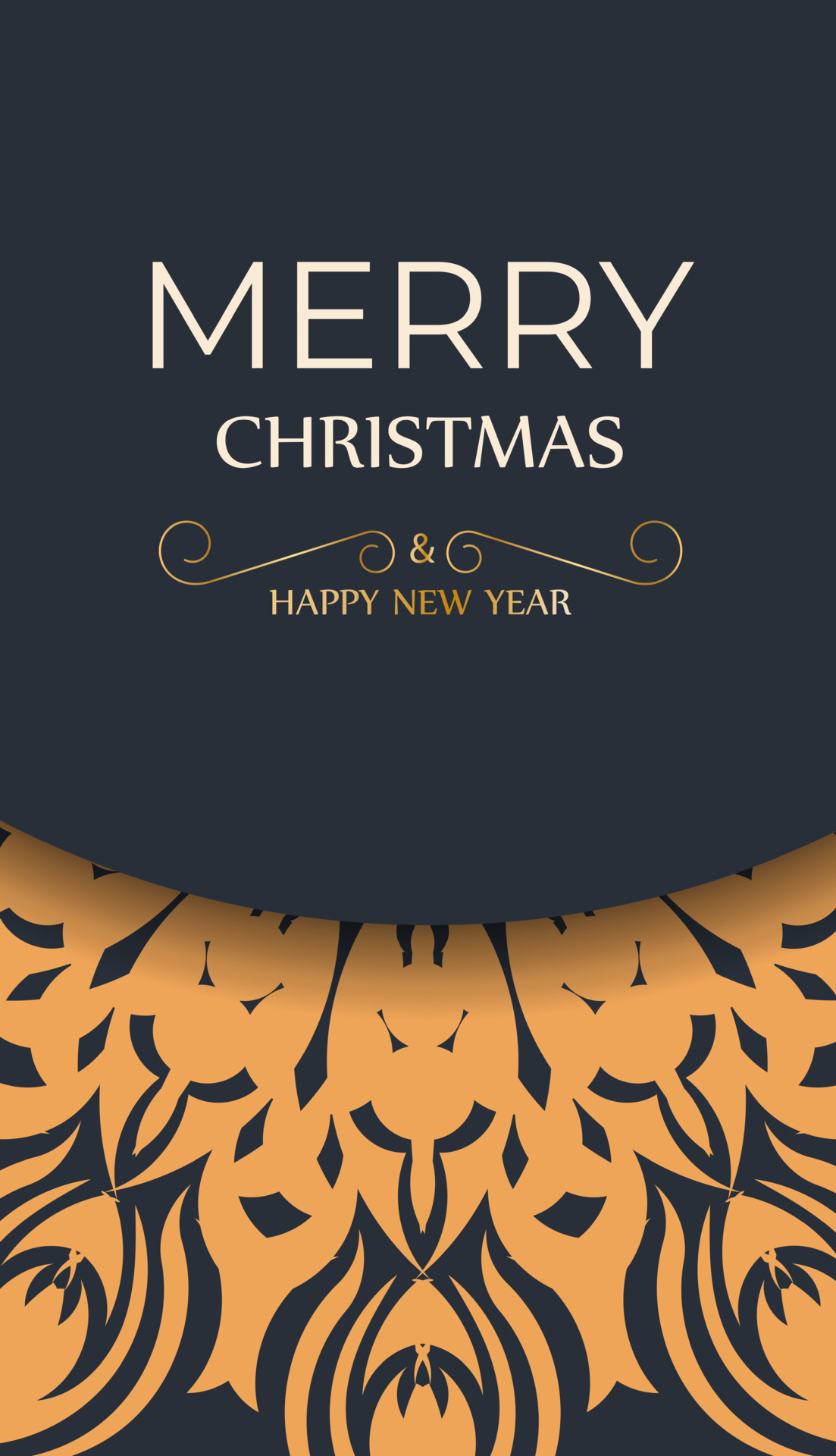 Merry Christmas vector greeting card design in gray color with orange