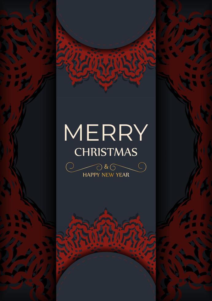 feliz navidad diseño de postal en gris con adorno rojo. cartel de diseño feliz año nuevo y patrones de invierno. vector