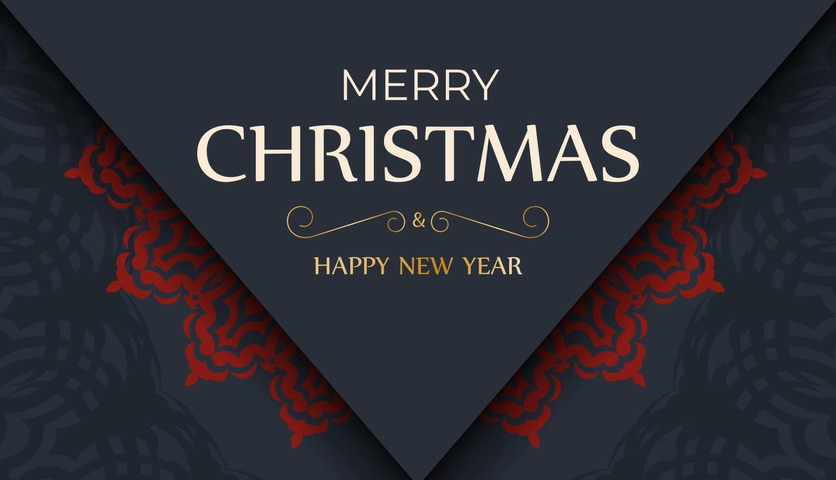 Merry Christmas Vector Ready-to-print gray color greeting card design with winter patterns. Happy new year poster template and red ornament.