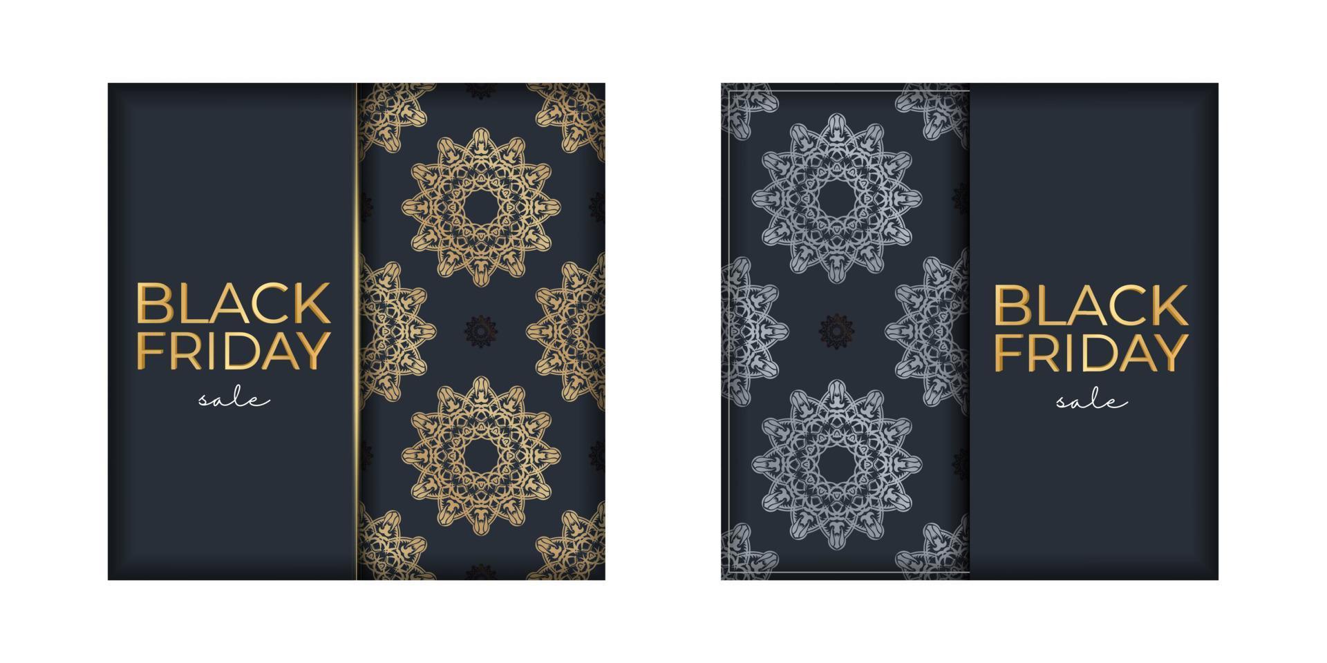 Banner Sale Black Friday Dark Blue with Luxurious Gold Pattern vector