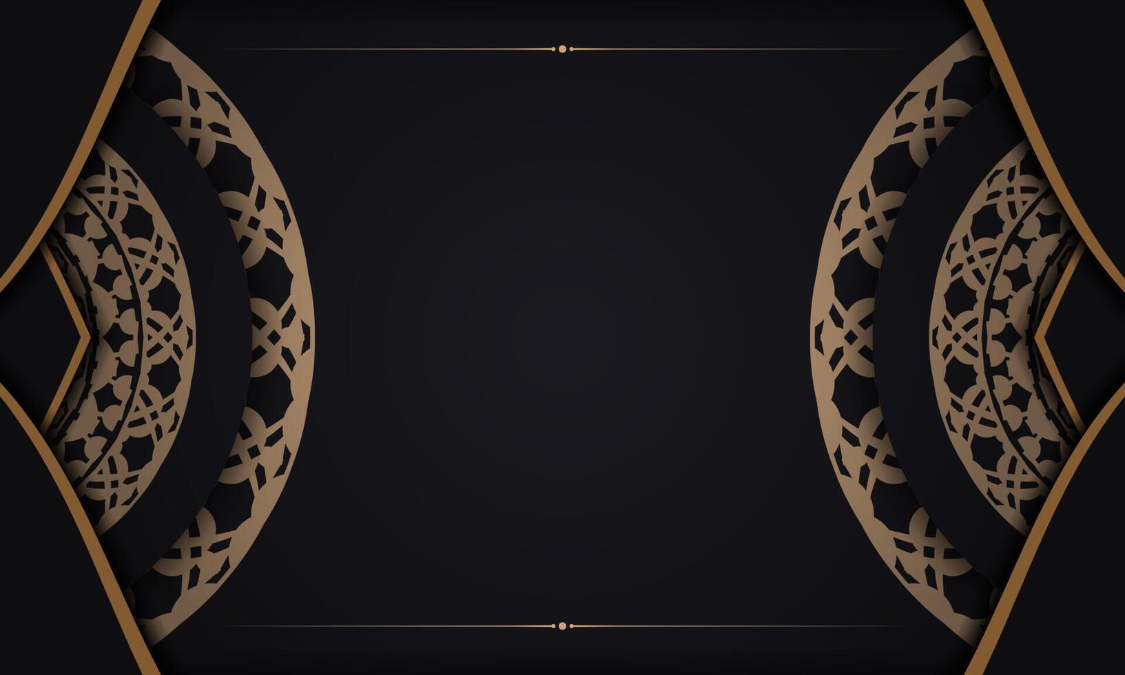 Black banner with luxurious brown ornamentation and space for text vector