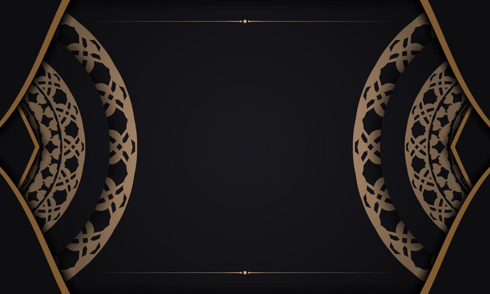 Black banner with luxurious brown ornamentation and space for text vector