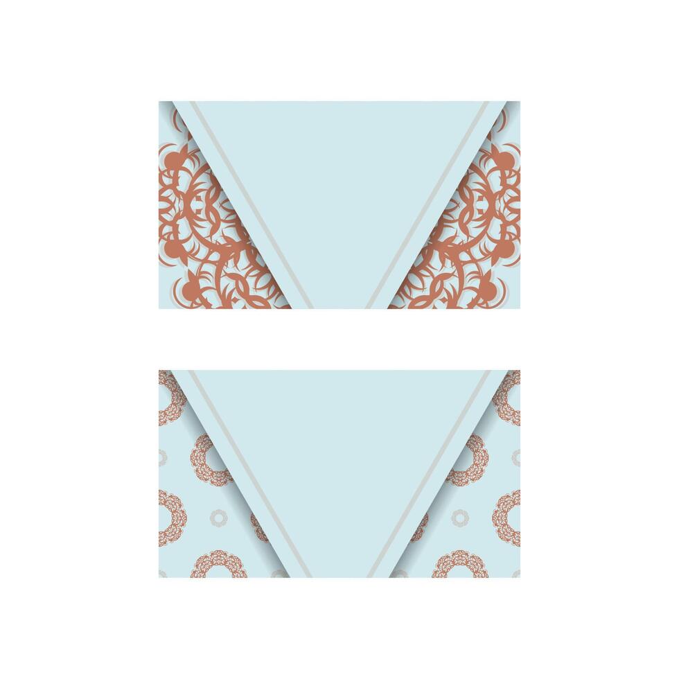 Business card in aquamarine color with luxurious coral ornaments for your business. vector